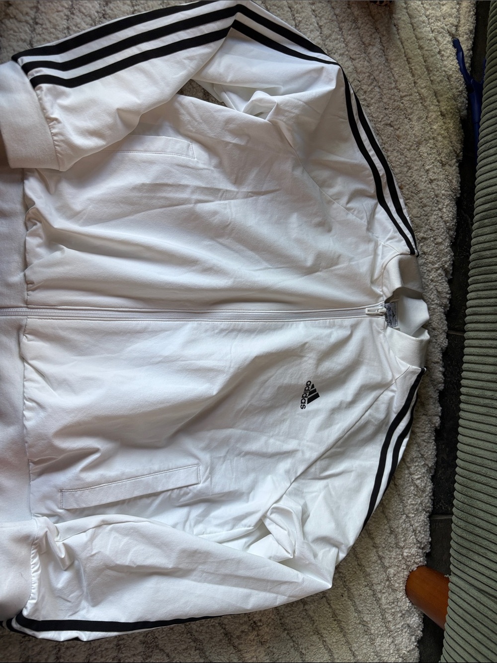 adidas White Track Jacket with Black Stripe Accents